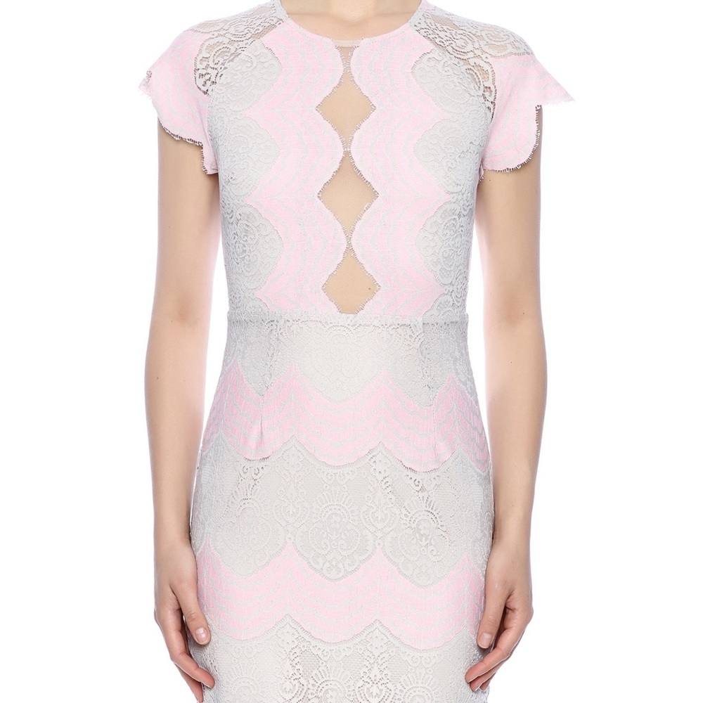 Dress Forum lace pink and cream midi dress. Size Large